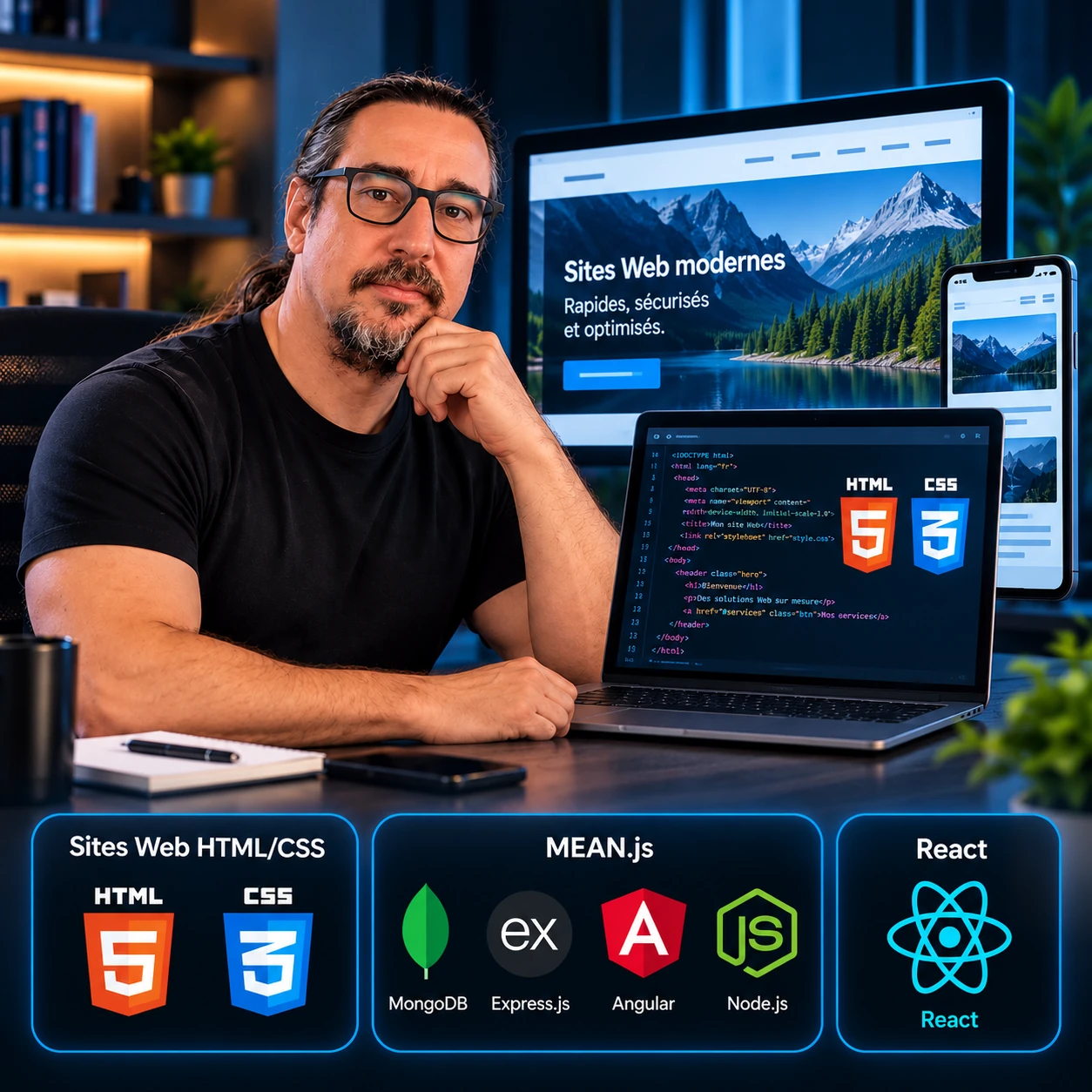 HTML/CSS websites, MEAN.js and React applications