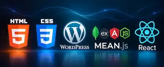 Web technologies: HTML, CSS, WordPress, MEAN.js and React
